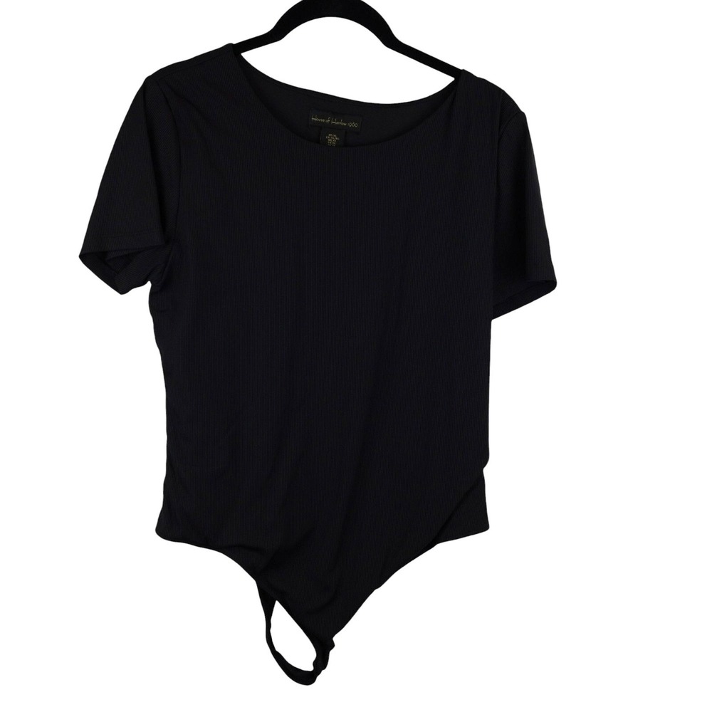 House Of Harlow‎ 1960 Black Short Sleeve Bodysuit XL